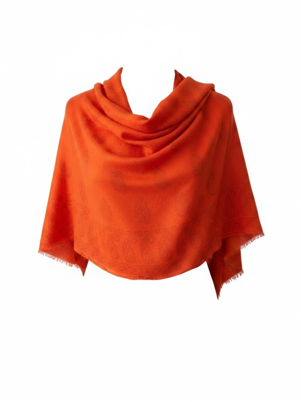 Vintage Orange Paisley Damask Pashmina Shawl Scarf European Luxury Wrap